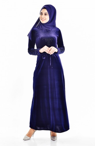 Dark Navy Blue Hijab Dress 3823-10