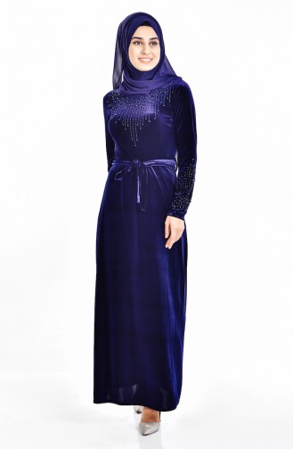 Dark Navy Blue Hijab Dress 3823-10