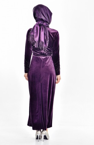 Dark Plum Hijab Dress 3823-09