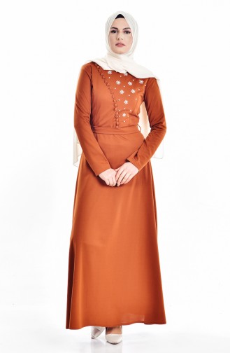 Tan Hijab Dress 5082-05