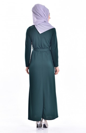 Robe Col Chemise a Ceinture 5083-04 Vert emeraude 5083-04