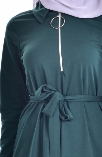 Robe Col Chemise a Ceinture 5083-04 Vert emeraude 5083-04