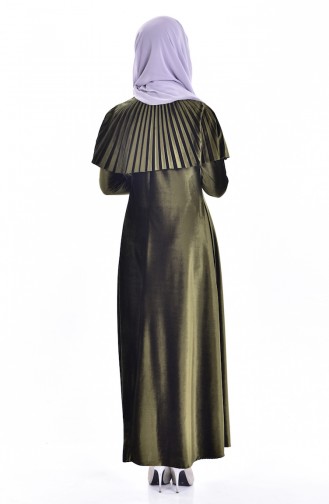 Samt Kleid mit Umhang 1925-03 Khaki 1925-03