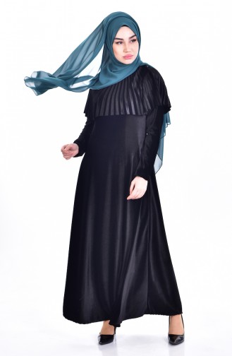 Pelerinli Kadife Elbise 1925-01 Siyah