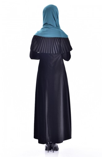 Pelerinli Kadife Elbise 1925-01 Siyah