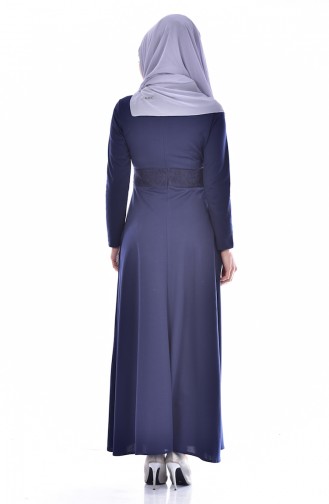 Navy Blue Hijab Dress 0035-02