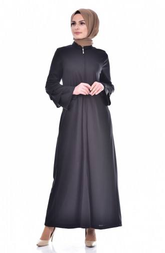 Fermuarlı Ferace 85088-02 Siyah