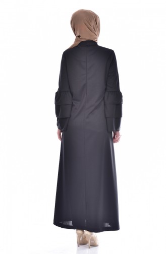 Fermuarlı Ferace 85088-02 Siyah