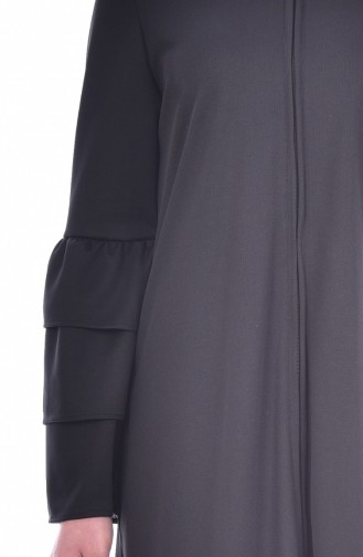 Fermuarlı Ferace 85088-02 Siyah