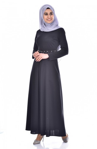 Kleid mit Perlen  0035-05 Schwarz 0035-05