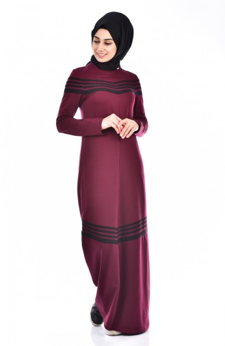 Claret Red Hijab Dress 1626-02