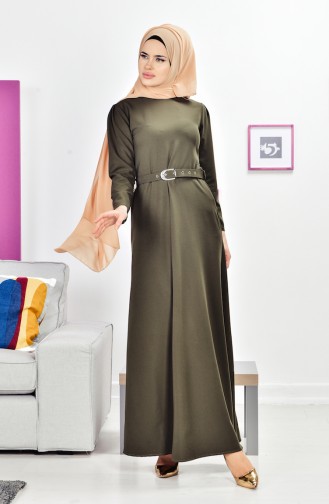 Khaki Hijab Dress 0547-11