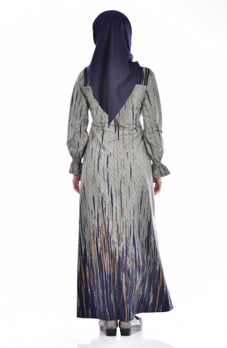 Navy Blue Hijab Dress 1655-02