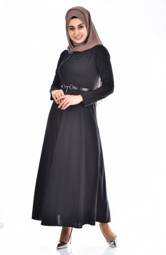Pearl Dress with Belt 1170-05 Navy Blue 1170-05