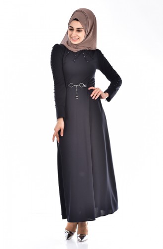 Pearl Dress with Belt 1170-05 Navy Blue 1170-05
