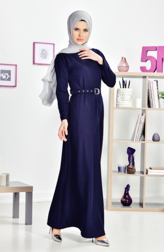 Navy Blue Hijab Dress 0547-09