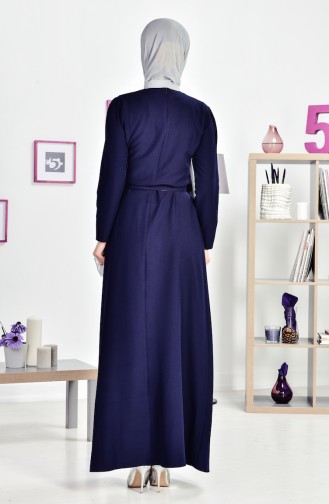 Navy Blue Hijab Dress 0547-09