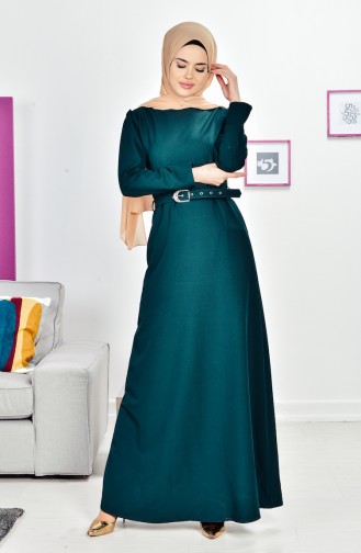 Emerald Green Hijab Dress 0547-02