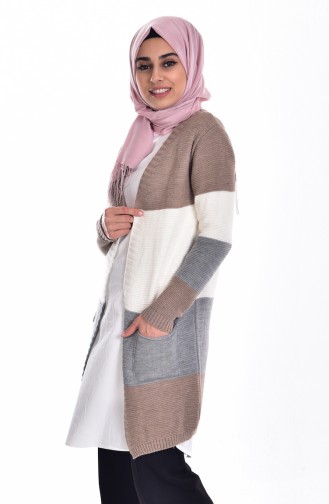 Strickjacke mit Tasche  1011-01 Nerz Grau 1011-01