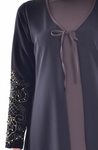 Taş İşlemeli Elbise 1860-06 Siyah Haki