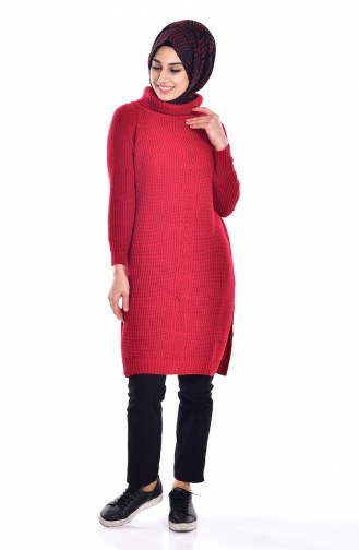 Pull Tricot Col Roulé 3872-01 Rouge 3872-01