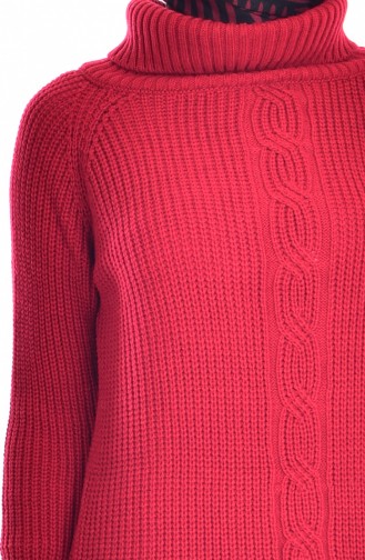 Pull Tricot Col Roulé 3872-01 Rouge 3872-01