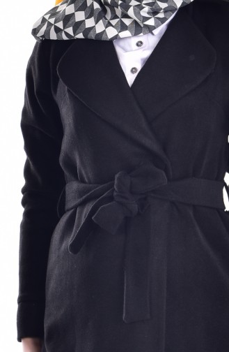 Belted Patterned Coat 50265-03 Black 50265-03