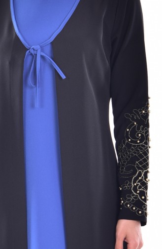 Robe Bordée de Pierre 1860-03 Noire Bleu Roi 1860-03