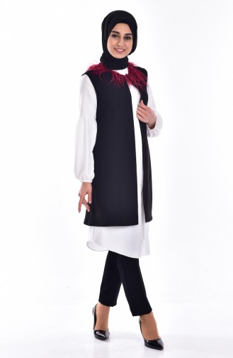 Gilet avec Plume  0140-01 Noir 0140-01