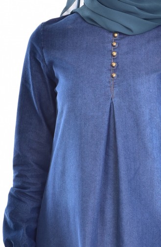 Navy Blue Hijab Dress 1611-01