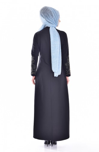 Robe Bordée de Pierre 1860-01 Noire Turquoise 1860-01