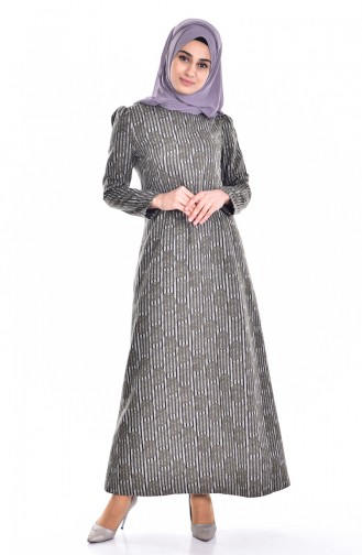 Khaki Hijab Dress 2879-02