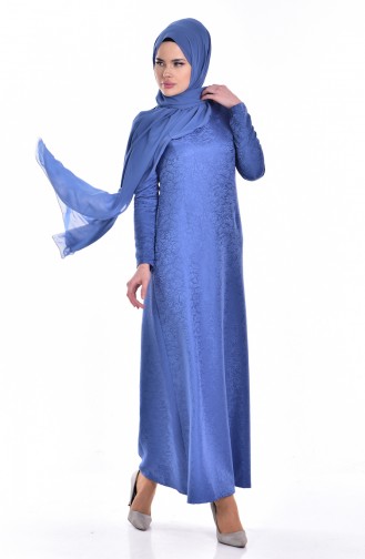Indigo Hijab Dress 7164-04