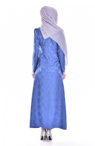 Barock Gemustertes Kleid 2878-02 İndigo 2878-02