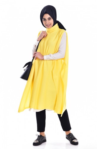 Poncho Col Roulé Tricot 2018-03 Jaune 2018-03