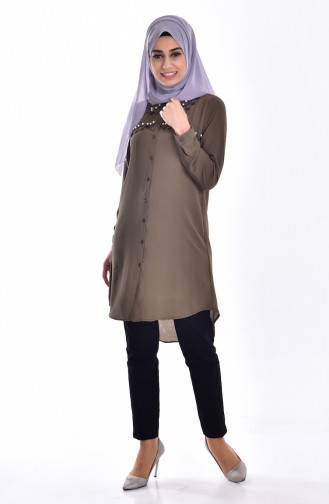 Bestickte Perlen Tunika 3038-04 Khaki 3038-04