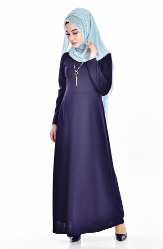 Navy Blue Hijab Dress 0093-05