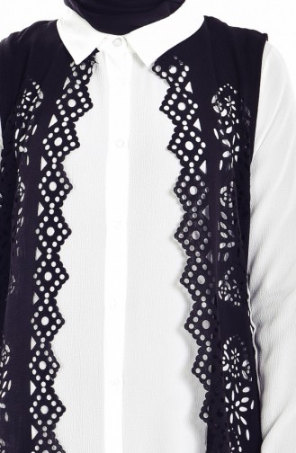Ensemble deux Pieces Gilet Chemise 3042-06 Noir Blanc 3042-06