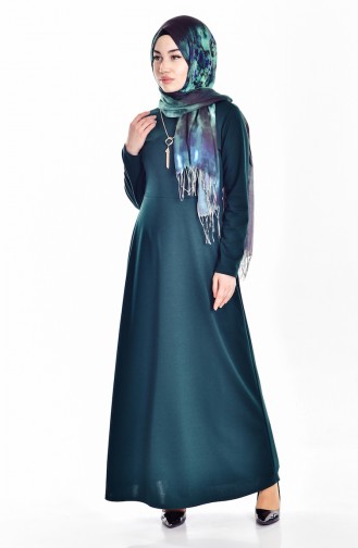 Smaragdgrün Hijab Kleider 0093-03