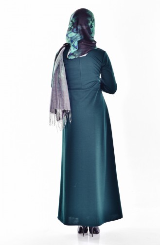 Smaragdgrün Hijab Kleider 0093-03