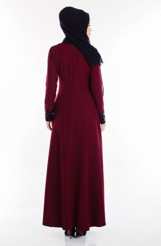Claret Red Hijab Evening Dress 1958-04
