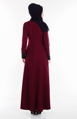 Pullu Abiye Elbise 1958-04 Bordo