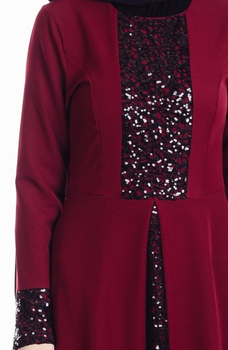 Pullu Abiye Elbise 1958-04 Bordo
