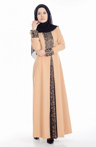 Camel Hijab Evening Dress 1958-03