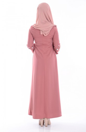 Hijab Kleid mit Perlen  8015-02 Rosa 8015-02
