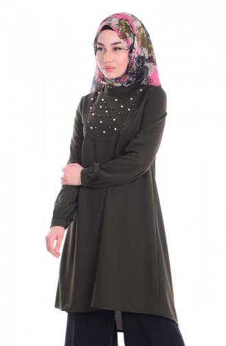 İncili Dantelli Tunik 3172-04 Haki