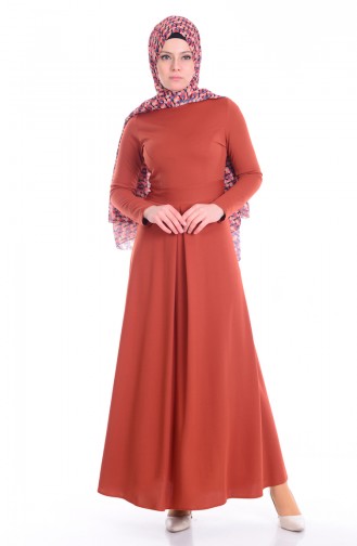Brick Red Hijab Dress 0008-02