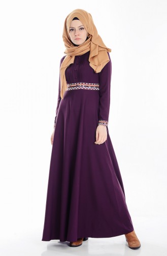 Embroidered Dress 1002-01 Purple 1002-01