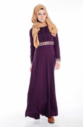 Embroidered Dress 1002-01 Purple 1002-01