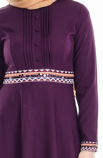 Embroidered Dress 1002-01 Purple 1002-01